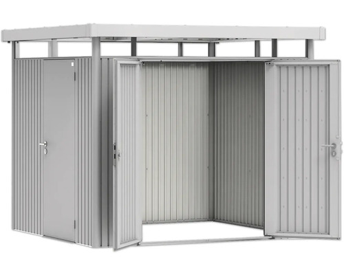 Metalen tuinhuis met dubbele deur en enkele deur