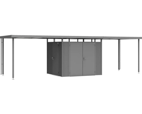 Tuinhuis met overkapping voor tuingereedschap en fietsen