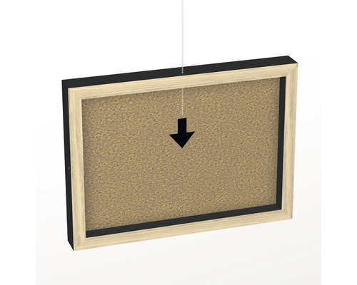 Hangend prikbord met houten lijst en zwarte rand