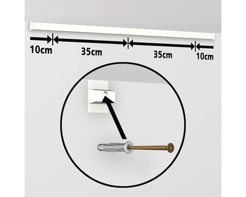 Bevestiging van een gordijnroede met schroeven, afstandsmetingen