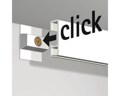 Illustratie van een wandmontagesysteem met klikmechanisme