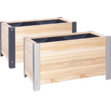 Twee houten en metalen plantenbakken