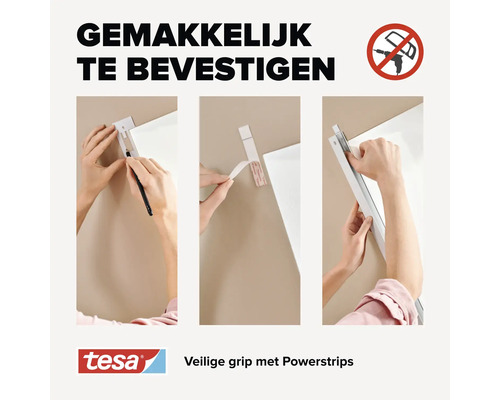 Eenvoudige montage met Tesa Powerstrips, zonder boren