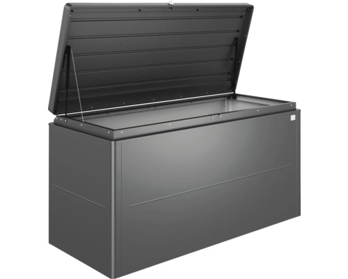 Geopende tuinkist voor opslag buitenshuis