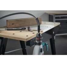 Wolfcraft flexibele booras op een werkbank met schuurgereedschap