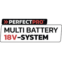 Perfectpro Logo. Multi Battery 18 Volt Systeem.