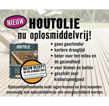Houtolie, nu oplosmiddelvrij. Geschikt voor binnen en buiten en voor kinderspeelgoed.