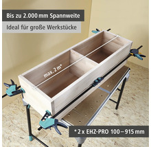 Werkstuk met werkbank en schroefklemmen tot 2000 mm spanwijdte
