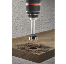 Forstnerboor boort gat in een houten plank