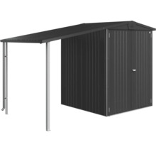 Metalen tuinhuis met luifel voor het opbergen van tuingereedschap en gereedschap