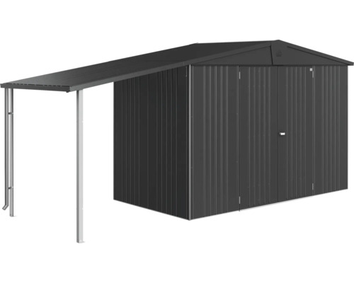 Metalen tuinhuis met aanbouw