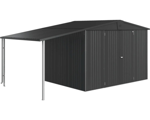 Tuinhuis met overkapping voor het opbergen van tuingereedschap en -apparatuur