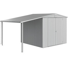 Metalen tuinhuis met aanbouw voor tuingereedschap en gereedschap