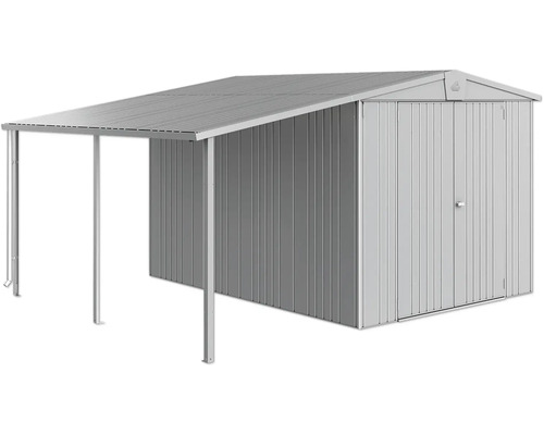 Metalen gereedschapsschuur met luifel voor extra opslagruimte