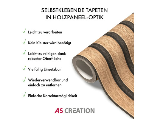 Zelfklevend behang in houten panelen look op rol