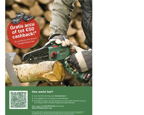 Promotie: Bosch accutuingereedschap met gratis accu of tot 50 euro cashback