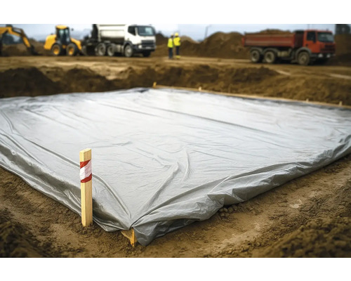 Afdekzeil op een bouwplaats