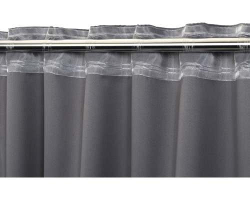 Grijs paneelgordijn met universele band aan gordijnroede