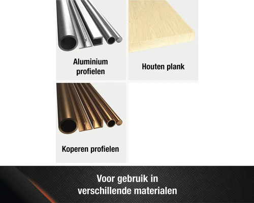 Aluminium profielen, houten plank en koperen profielen voor gebruik in verschillende materialen