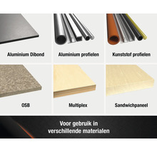 Assortiment materialen: Aluminium Dibond, aluminium profielen, kunststof profielen, OSB, multiplex, sandwichpaneel