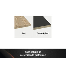 Overzicht van houten plank en zeefdrukplaat