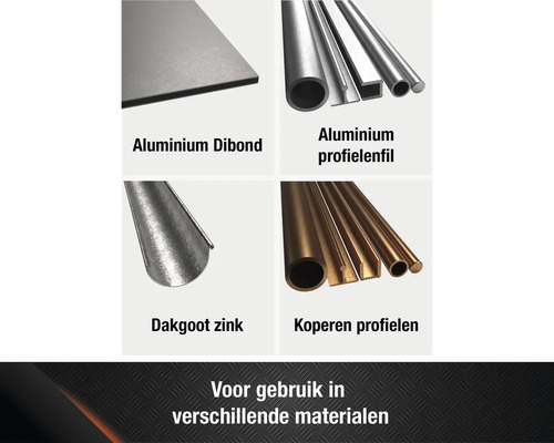 Aluminium Dibond, aluminium profielen, zinken dakgoot, koperen profielen