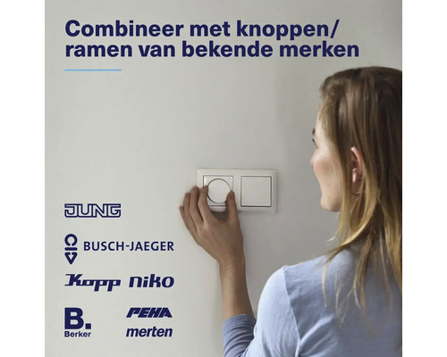 Combineerbaar met schakelaars en frames van bekende merken.