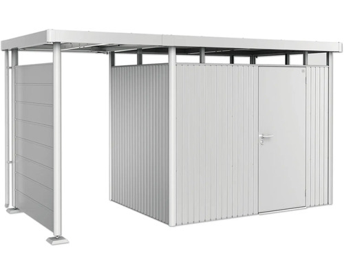 Metalen tuinhuis met schuifdeur en zijdeur