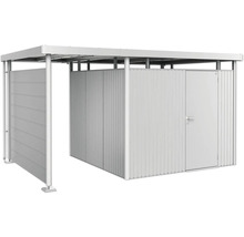 Metalen gereedschapsschuur met overkapping en deur