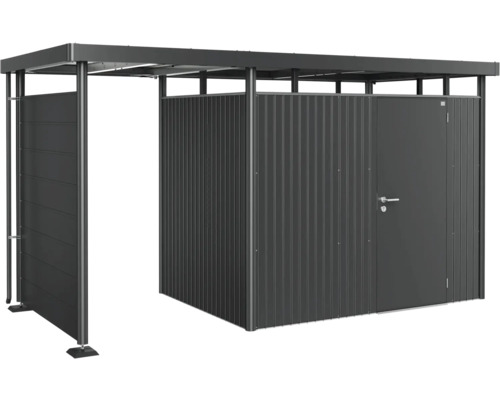 Metalen fietsengarage met afsluitbare deur en open parkeerplaats