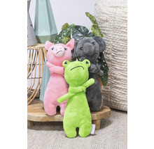 Set knuffelfiguren met varken, koala en kikker op een tafel