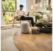 Luidspreker op een tafel in een woonkamer