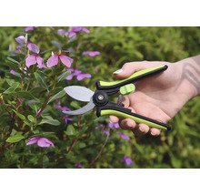 Tuinschaar in gebruik op een plant