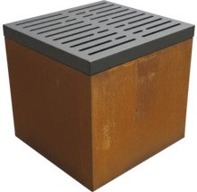 Vierkante plantenbak van cortenstaal met roosterinzet