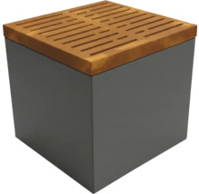 Grijze plantenbak met houten opzetstuk