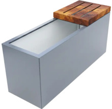 Metalen plantenbak met houten bovenstuk