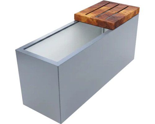 Metalen plantenbak met houten bovenstuk