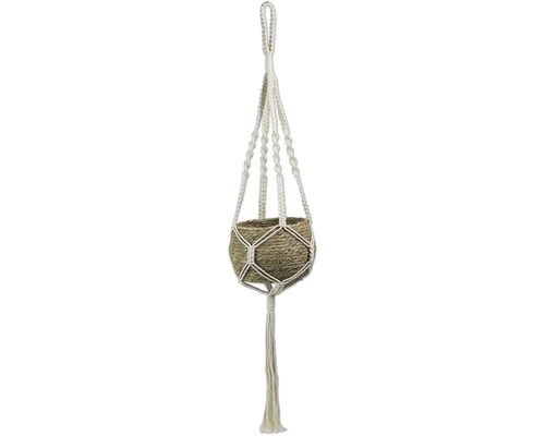 Hangende plantenbak met gevlochten plantenmand