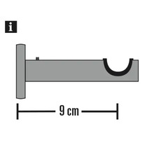 Wandsteun voor gordijnroedes met een lengte van 9 centimeter.