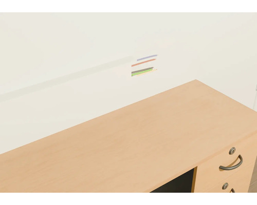 Bureau met kabeldoorvoer in de muur