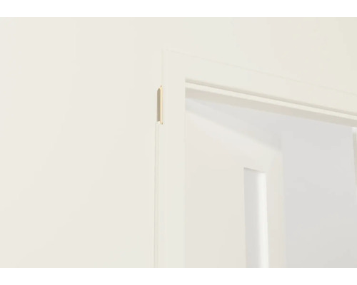 Detail van een witte deurpost met een deurblad op de achtergrond