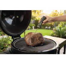 Braadstuk op barbecue met thermometer voor temperatuurcontrole