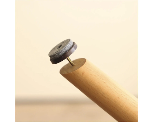 Meubelbeen met vilten glijder en schroef