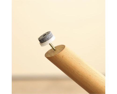 Houten meubelpoot met vilten glijder en schroef