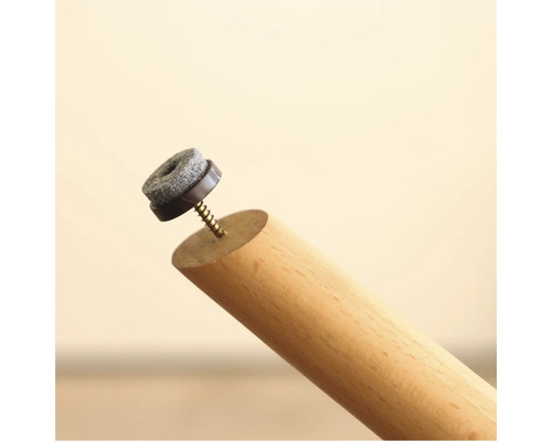 Houten poot met viltglijder en schroef