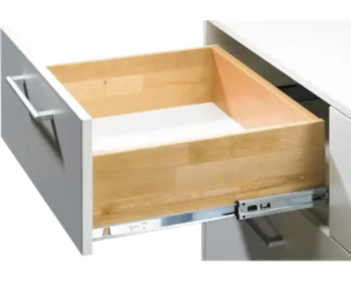 Open lade met uittrekrails