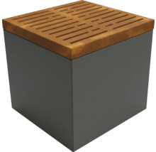 Kubusvormige plantenbak met houten deksel