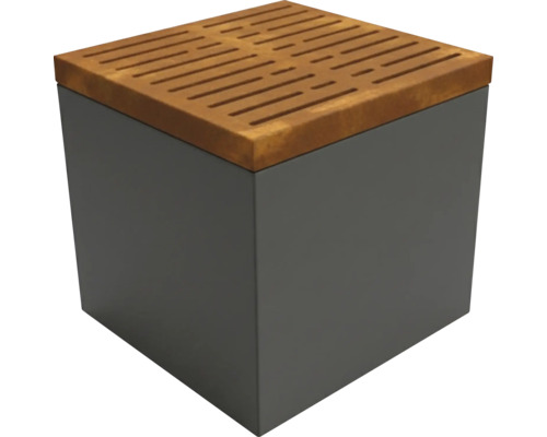 Kubusvormige plantenbak met houten deksel