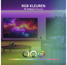 Woonkamer met indirecte RGB-verlichting en televisie