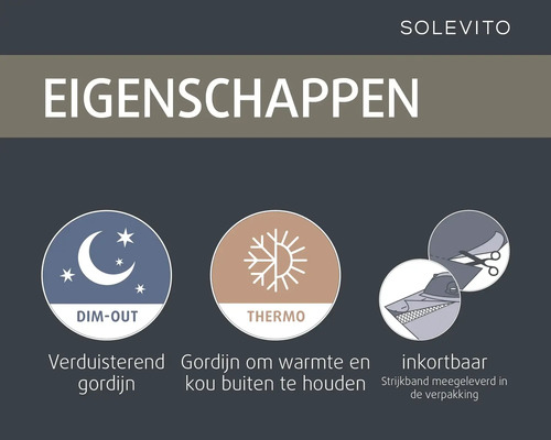 Solevito Eigenschappen: Verduisterend gordijn, Thermogordijn, inclusief strijkband
